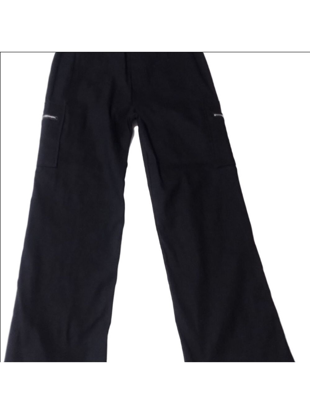 Black Cargo Pants with Zippered Pockets, Size L